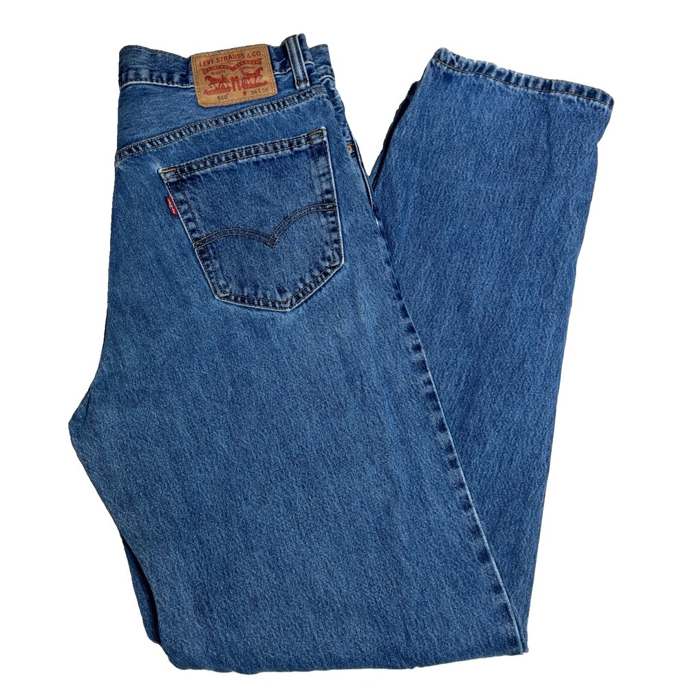 Levis 560 Jeans Mens 34x36 Y2K Blue Loose Fit Tapered Leg